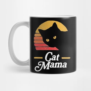 Cat Mama Vintage Eighties Style Cat Retro Distressed Mug